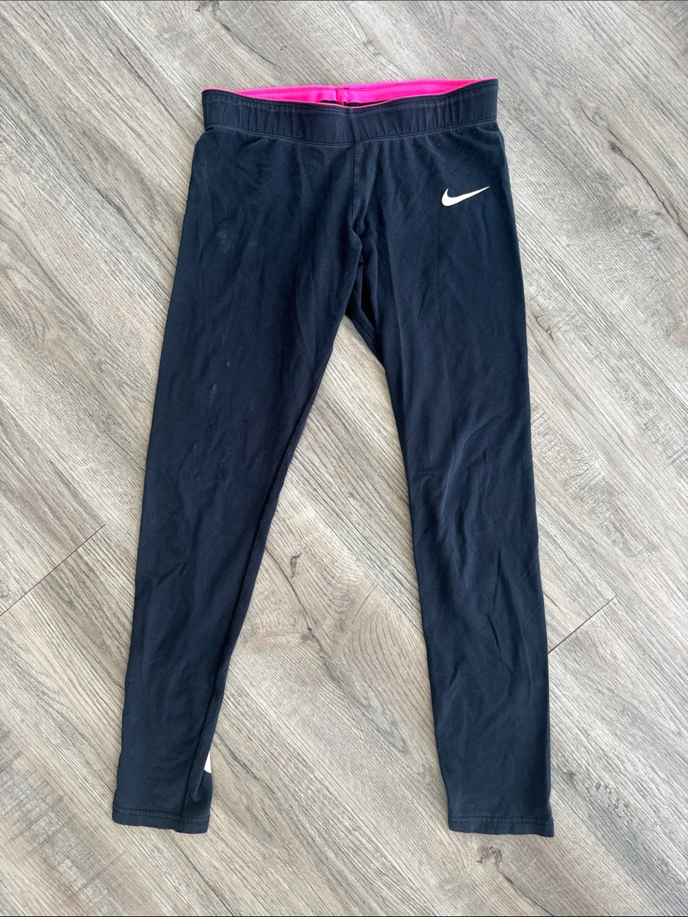 Nike Kids Black Leggings with Hot Pink Waistband